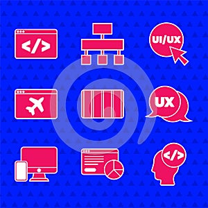 Set Color palette guide, Website statistic, Front end development, UI UX design, Monitor and mobile, template, and icon