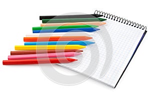 Set color pencils with blank notebook