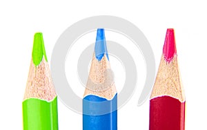 A set of color pencils isolated on a white background. Copy space. A School stuff.Drawing supplies