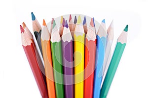 Set of color pencils placed in random order