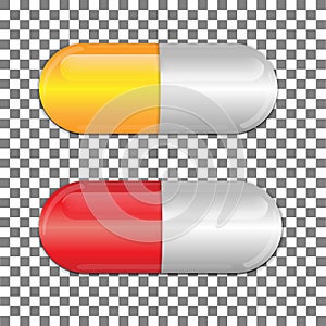 Set of color pills. Medicine painkiller pills. Vector