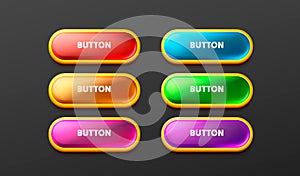 Set color round button, frame label, event web element. Vector illustration