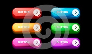 Set color round button, frame label, event web element. Vector illustration