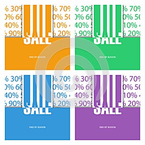 Set of color sale posters. End of season.
