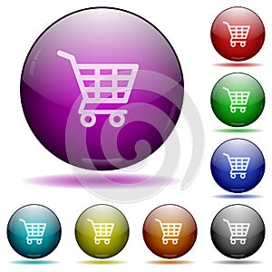 Shopping cart glass sphere buttons
