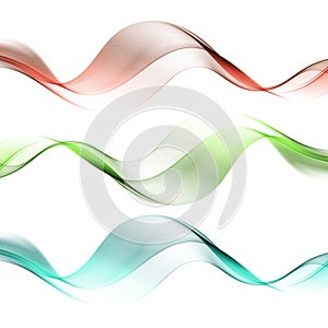 Set of color smoke wave. Abstract transparent waved lines for brochure, website, flyer design. eps10