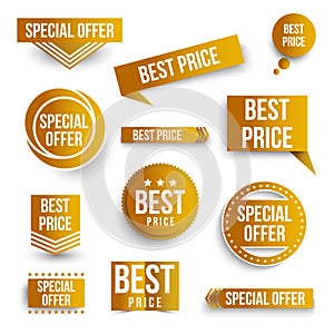 Set of color special offer and best price banners.