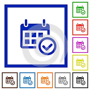 Calendar check framed flat icons