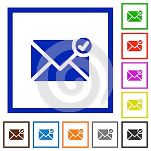 Mail sent framed flat icons