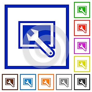 Screen settings framed flat icons