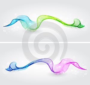 Set of color transparent smoke wave