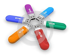 Set of color USB flash drives photo