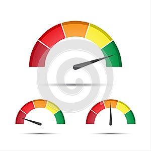 Set of color vector tachometers, flowmeter with indicator photo