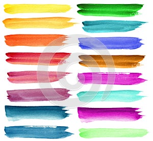 Set of color watercolor brush strokes.