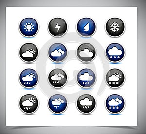 Set of color weather buttons.