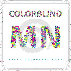 Set of Colorblind Style Font in Vector. Fresh trendy colors.