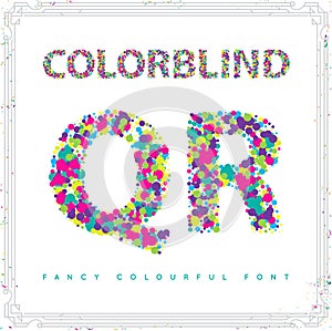 Set of Colorblind Style Font in Vector. Fresh trendy colors.