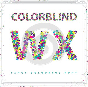 Set of Colorblind Style Font in Vector. Fresh trendy colors.