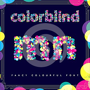 Set of Colorblind Style Font in Vector. Fresh trendy colors.