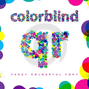 Set of Colorblind Style Font in Vector. Fresh trendy colors.