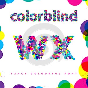 Set of Colorblind Style Font in Vector. Fresh trendy colors.