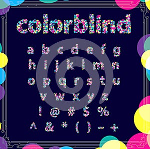 Set of Colorblind Style Font in Vector. Fresh trendy colors.