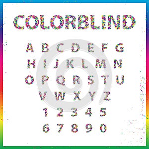 Set of Colorblind Style Font in Vector. Fresh trendy colors.