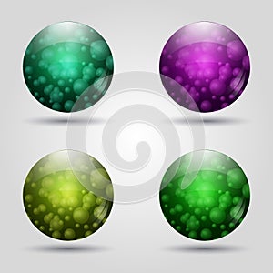 Set of colored 3d buttons. Icons for web. Vector design