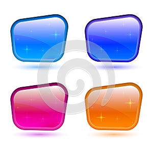 Set of colored 3d buttons. Icons for web. Vector design rectangle