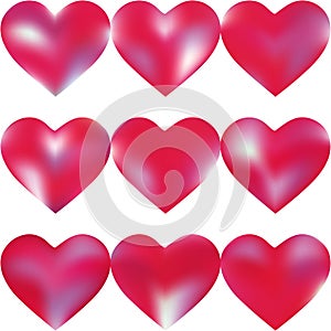 Set of colored backgrounds hearts