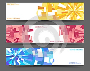 A set of colored banners with an abstract pattern.