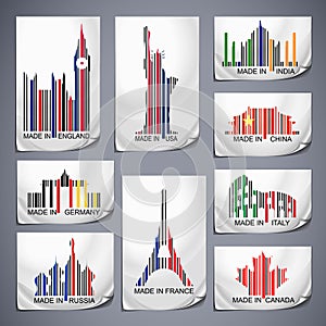 Set of colored barcode stickers