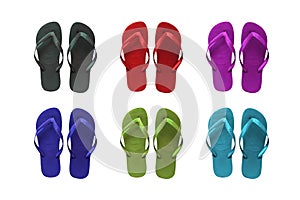 Set of colored beach sandals