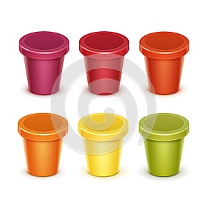 Set of Colored Blank Food Plastic Container For Dessert Yogurt