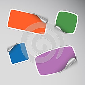 Set of colored blank rectangle stickers