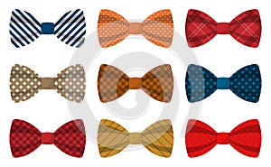 Set of colored bow ties vector illustration