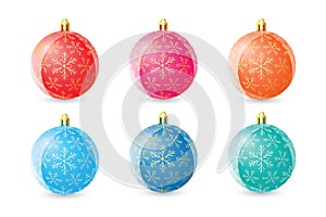Set of colored Christmas balls on white background