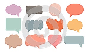 A set of colored comic bubbles and elements with halftone shadows on a white background.