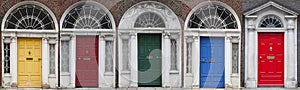 Set of colored doors in Dublin from Georgian times 18th century