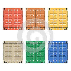 Set of colored freight containers