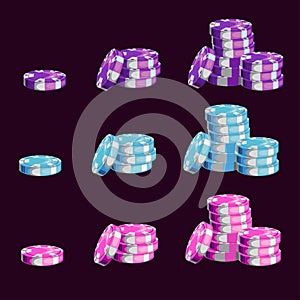 A set of colored game chips