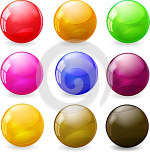 Set of colored glossy spheres