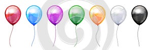 Set colored helium fly balloons isolated, collection balloons - vector