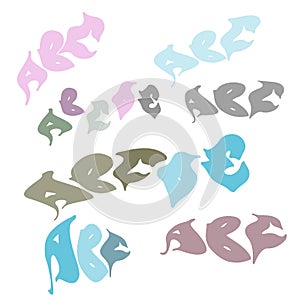 The set of colored letters ABCDE. Hand drawn elements for typography, graphic design. Vector clipart