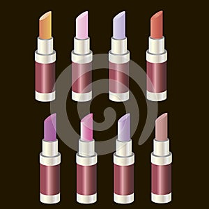 Set colored lipsticks.