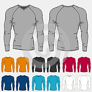 Set of colored long sleeve shirts templates for men