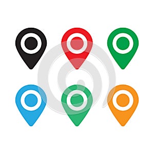 Set of colored map pins. Location map icon.