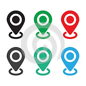 Set of colored map pins. Location map icon.