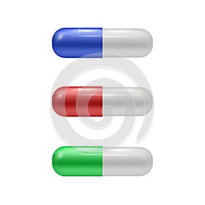 Set of Colored Medical Pills. Drugs Set.