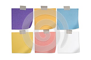 Set of colored notepaper sheets